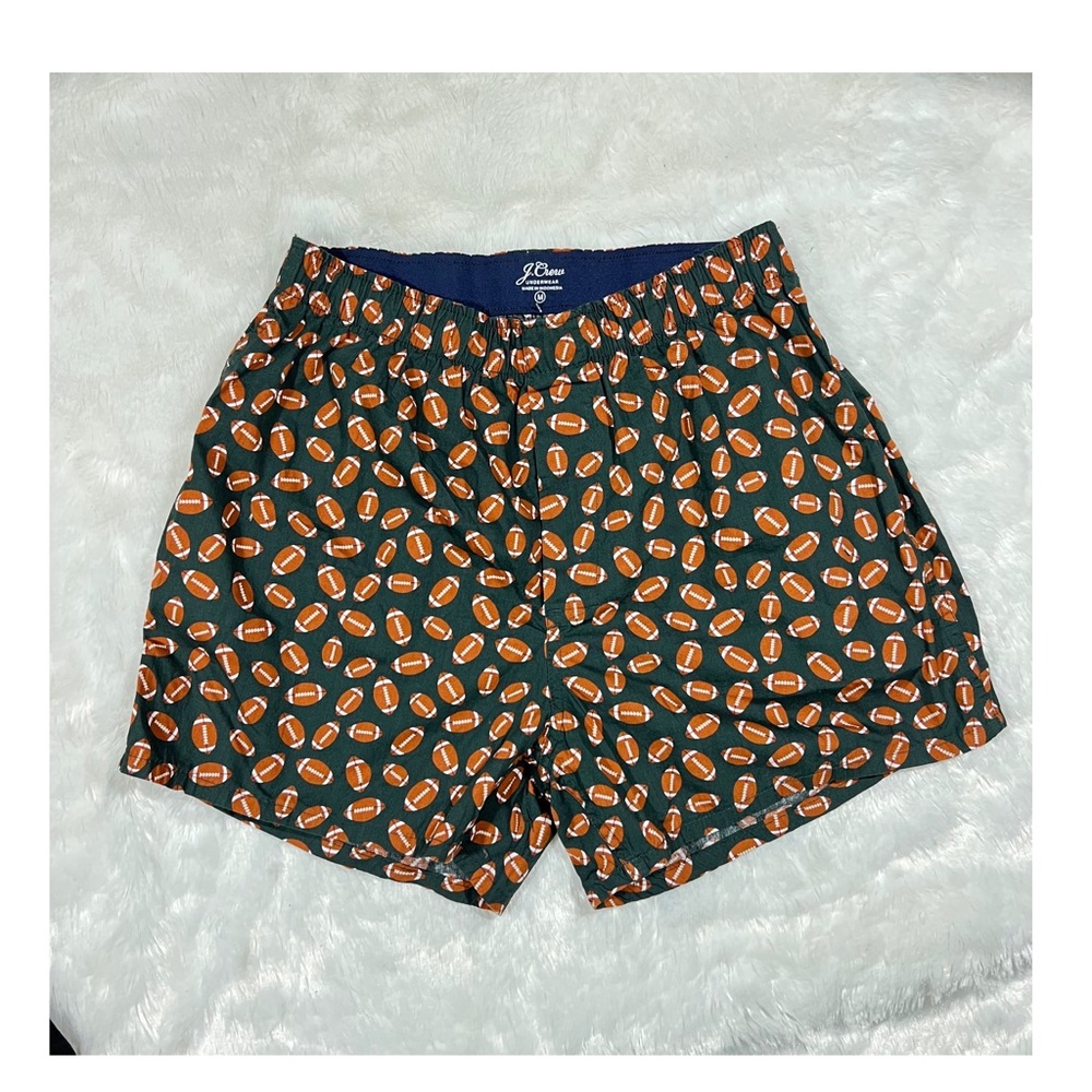 J. Crew Football Printed Cotton Woven Boxer Shorts Size M - Picture 1 of 7